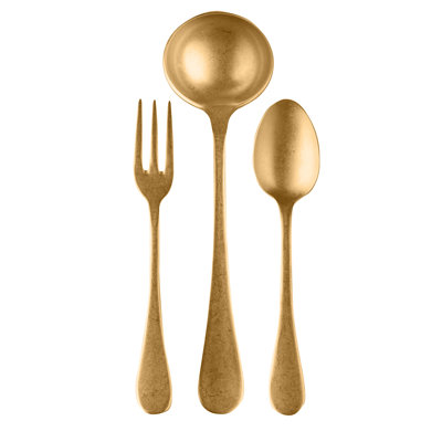 Ensemble de service 3 pièces (cuillère fourchette et louche) rétro