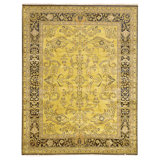 Hand Knotted Wool Area Rug in Gold And Black