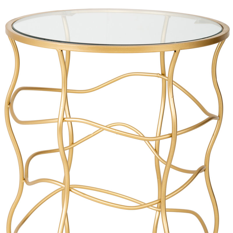 Almee Glass Top Pedestal End Table