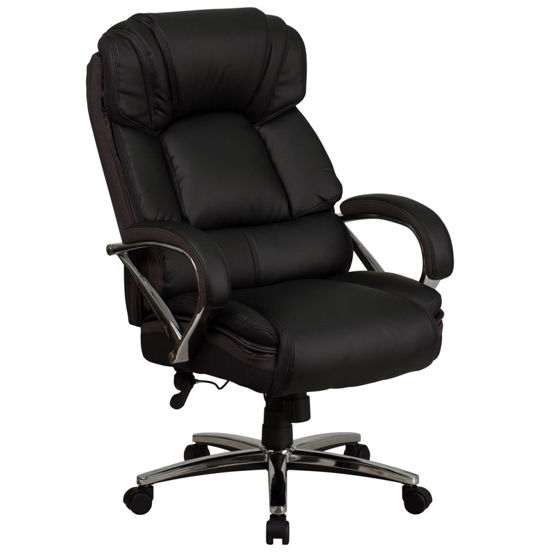 Hercules Big & Tall 500 lb. Rated Leather Soft Executive Swivel Ergonomic Office Chair with Chrome Base and Arms