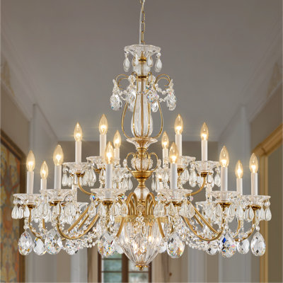 18-Light Maria Theresa Candle Brass Crystal Chandelier
