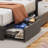 Bed Frame with LED, Wings Headboard Design-1385725513-1385725512