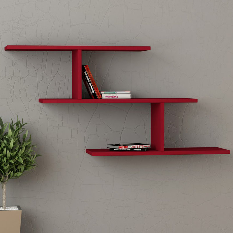 4 Piece Floating Shelf, Bungundy