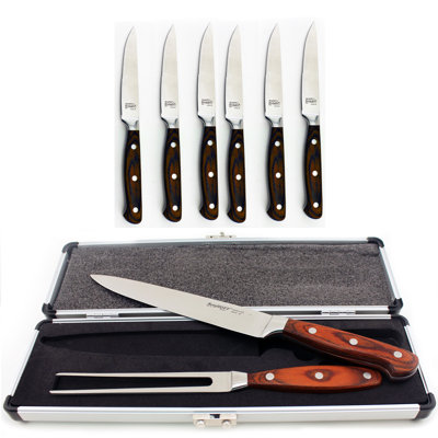 Ensemble de couverts en acier inoxydable 9 pièces BergHOFF Pakka: couteaux à steak et ensemble à découper avec rangement