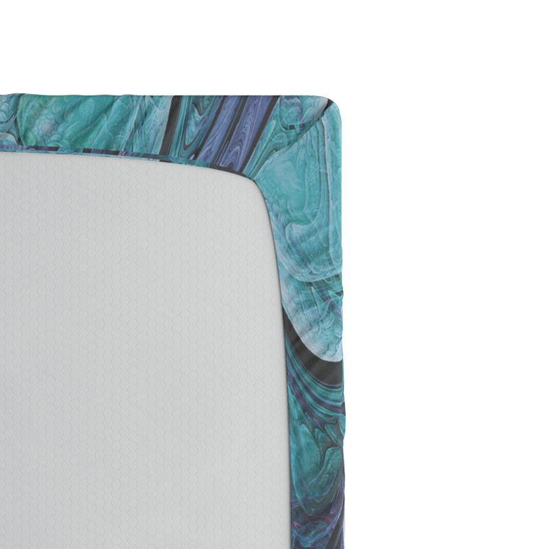 Microfiber Abstract Fitted Sheet, Queen Fitted Sheet, Blue