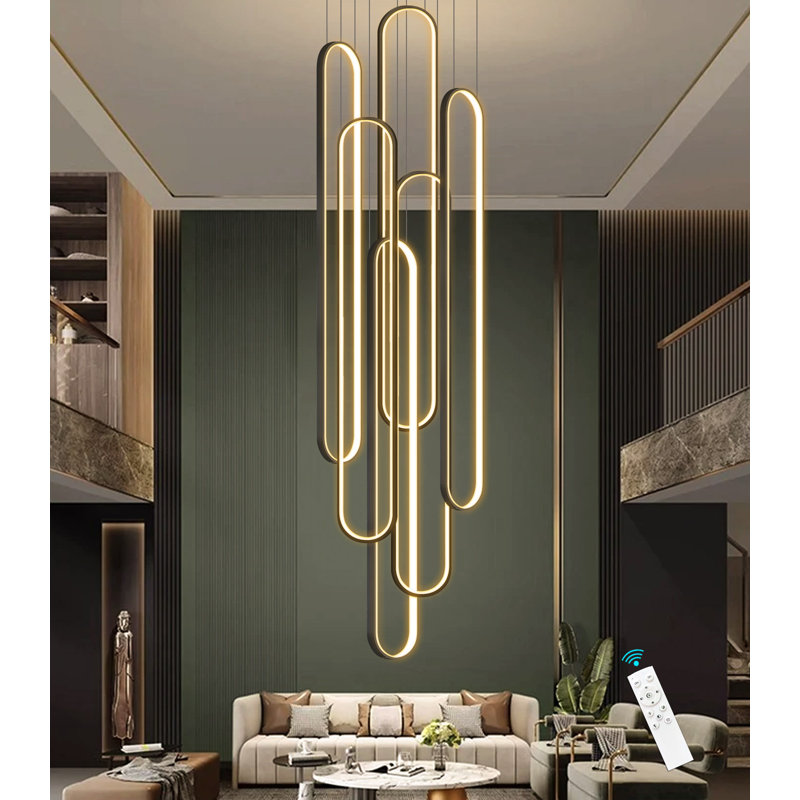 Lustre moderne avec lumière à intensité variable, Noir mat