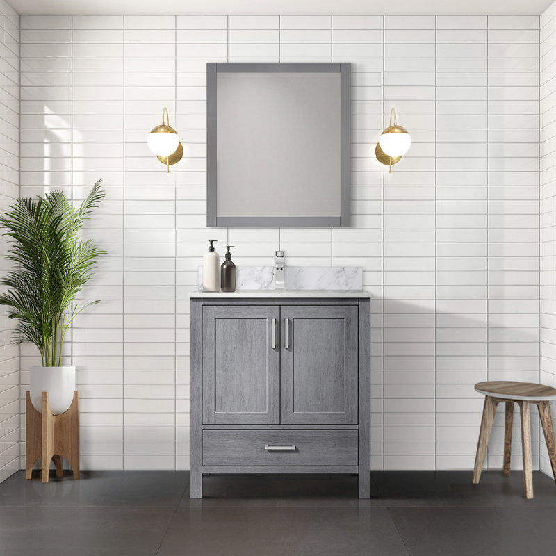 Jacques 30" Distressed Grey Solid Birch Bathroom Vanity