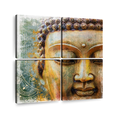 " Golden Buddha Face Close Up " 4 - Pieces