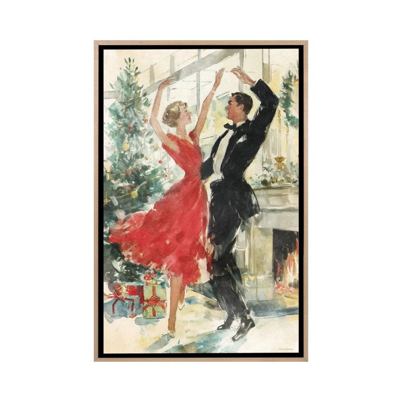 Christmas Waltz 1 Piece Wall Art on Canvas, 152.4 cm H x 101.6 cm W x 4.445 cm D, Natural Wood