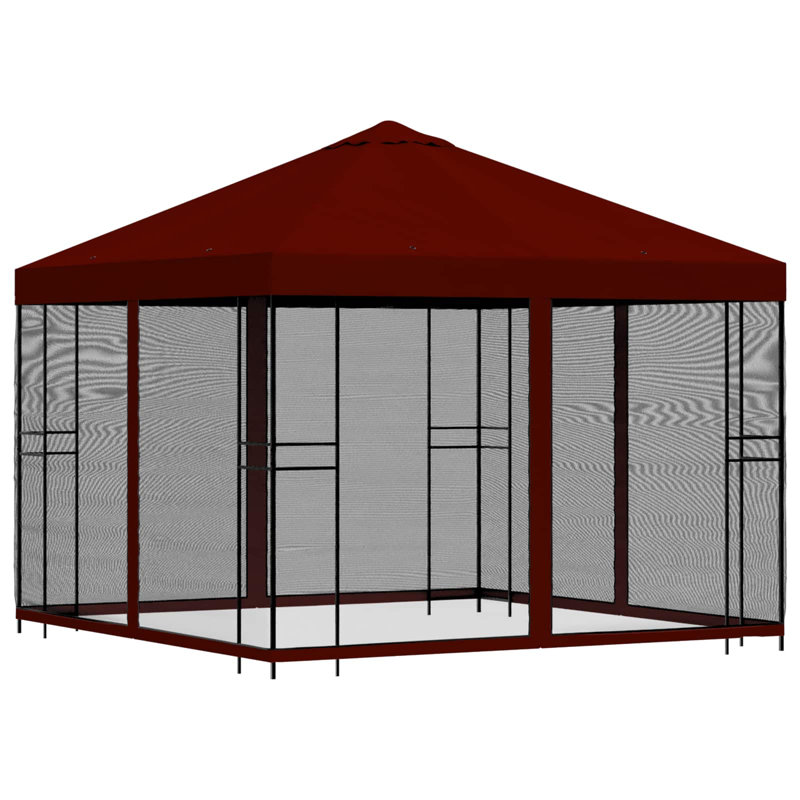 vidaXL Garden Gazebo Polyester and Steel, Burgundy