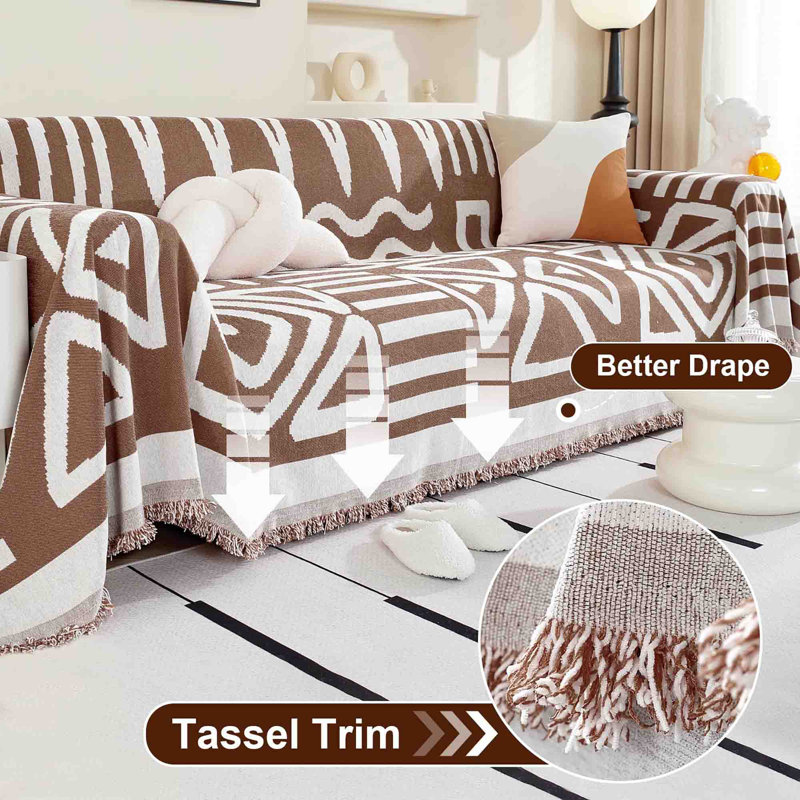 ‎Chenille Sofa Slipcover, Coffee