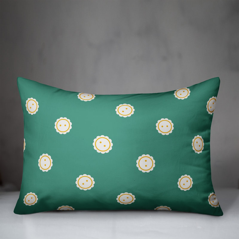 Button Geometric Reversible Throw Pillow, Blue