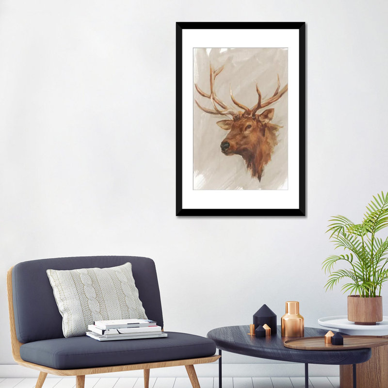 « western american animal study iv », impression sur toile, H 32 po x l 24 po x P 1 po, Papier d'art encadré noir, Blanc