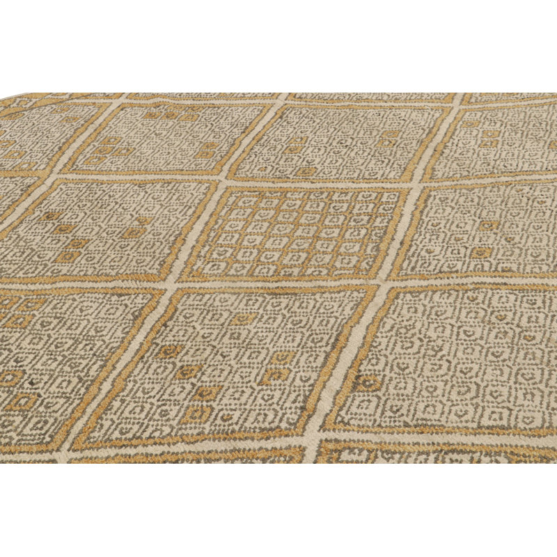 Moroccan Hand Knotted Geometric Area Rug, Rectangle 5' x 8'