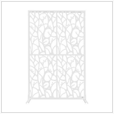 Écrans d'intimité en métal l3,8 pi x H6 pi, cloison décorative autoportante pour l'intérieur et l'extérieur, conception en forme d'oiseau