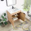 Ensemble de meuble-lavabo autoportant simple 29,9 po avec plateau en céramique et miroir Waukesha-581081759-581081756