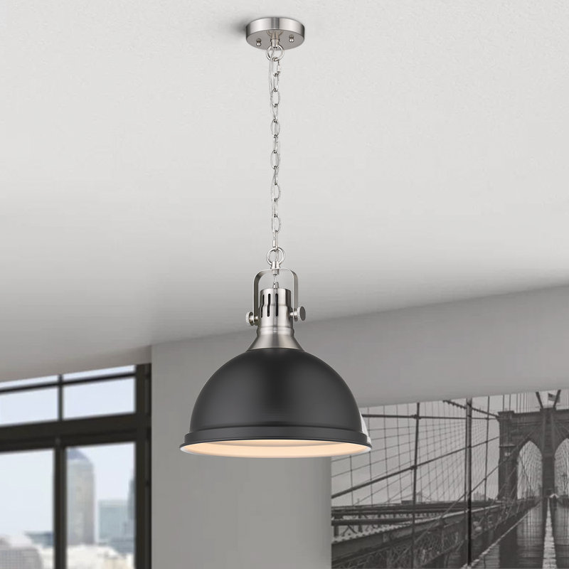 Barabo 1 - Light Dome Pendant, Black, 90.4" H x 14" W x 14" D