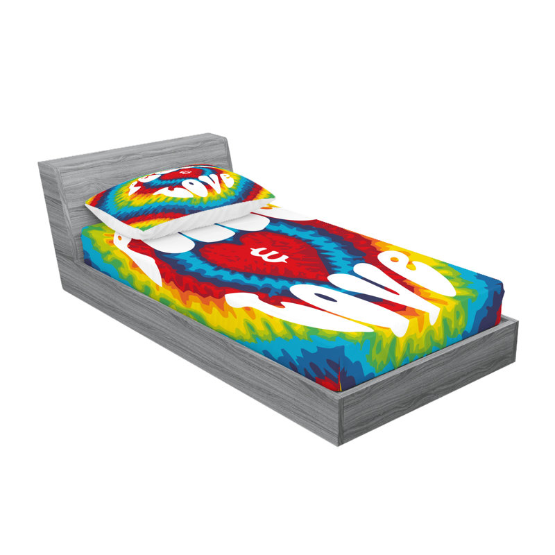 Multicolore Ambesonne, Twin Sheet Set + 1 Fitted Sheet + 2 Pillowcases