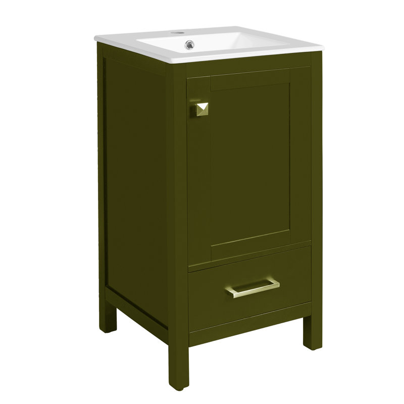 18'' Bathroom Vanity With Ceramic Top, Green