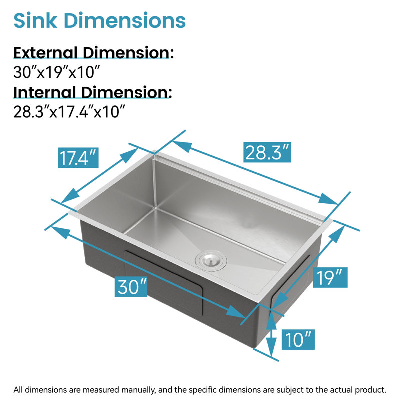 Évier encastré 304 en acier inoxydable 304 30 po x 19 po, bol simple avec planche à découper, passoire, durabilité durable, finition de surface impeccable encastrée 30 po x 19 po, matériau rouille, drainage