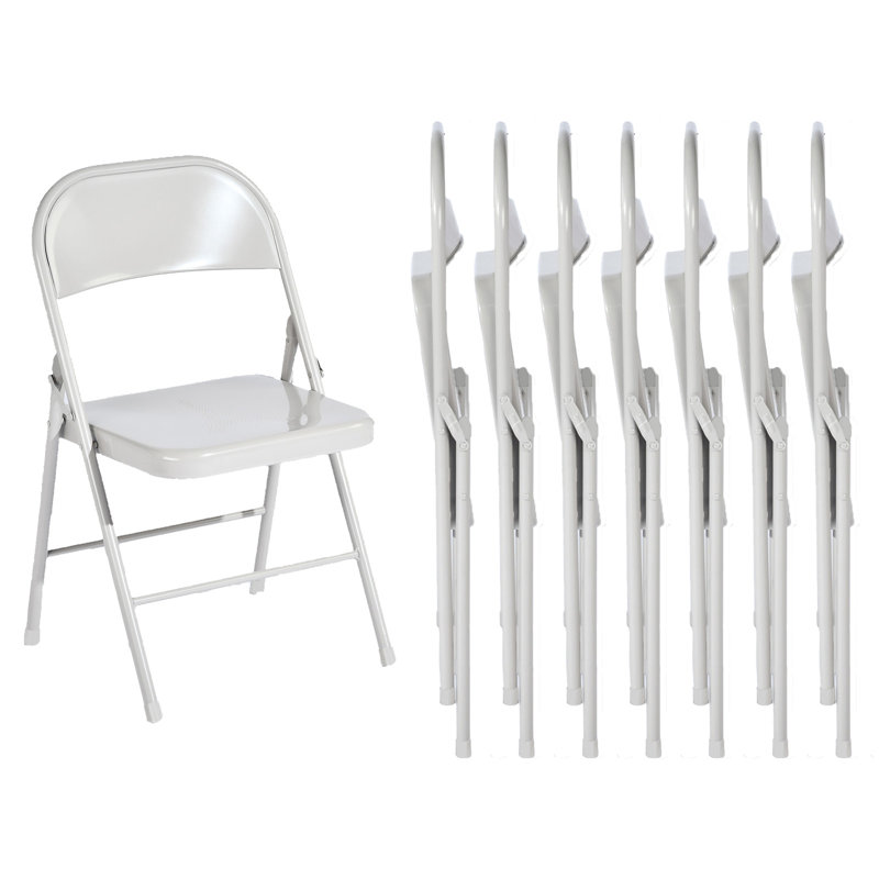 Durable Foldable All-Metal Chairs - Set of 8 for Versatile Use, Gray