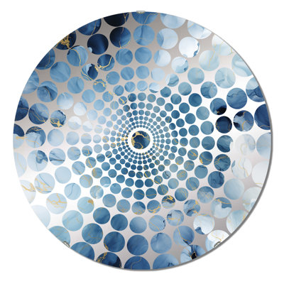 Blue Ethereal Elegance Marble Pattern - Concentric Circles Decorative Mirror
