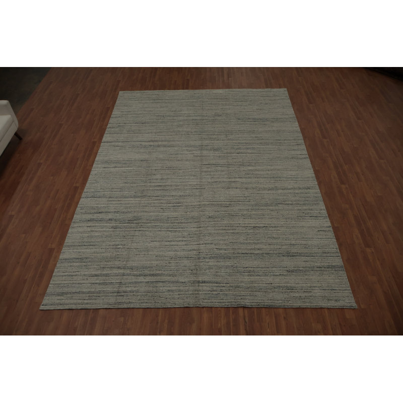 Tapis gris chic de style Gabbeh 10 x 14 texturé pour une ambiance calme