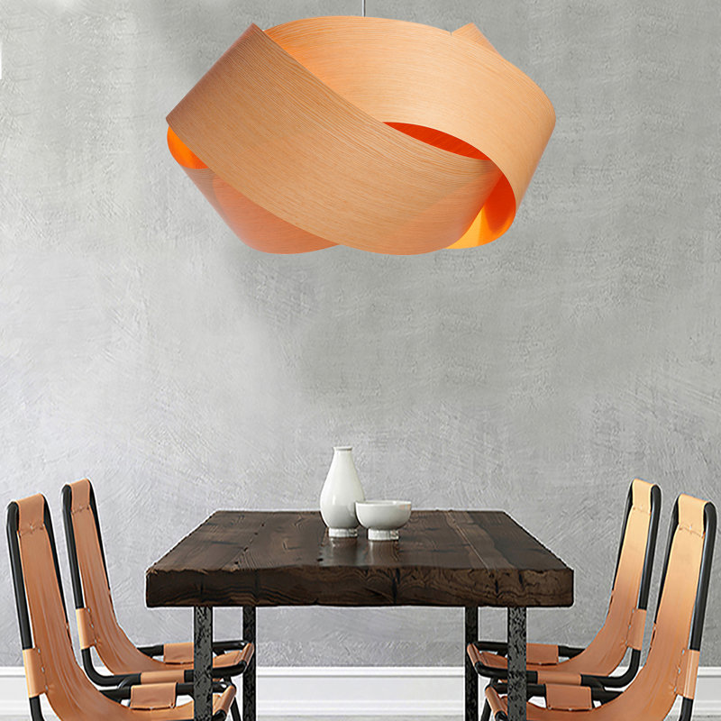 Serene Grande LED Chandelier, White Oak, 12" H x 17" W x 19" D