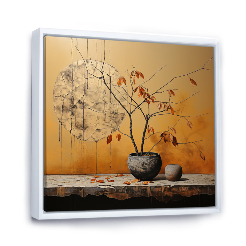 «Bronze Leaf Potteries» sur impression sur toile, Cadre flottant blanc, H 16 po x l 16 po x P 1 po