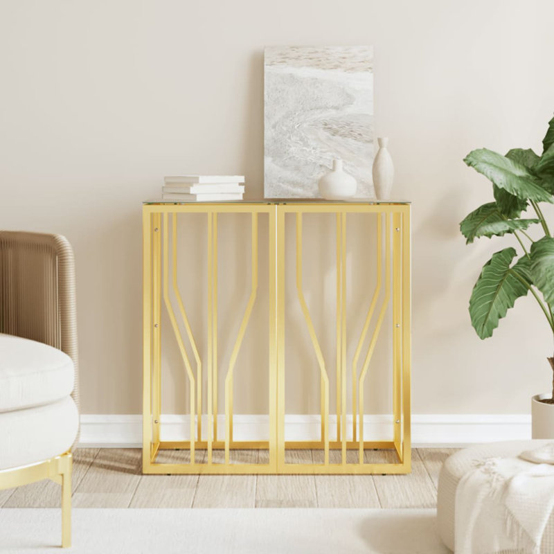 Aiven 70cm Glass Top Console Table