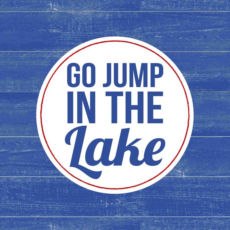 Go Go in the Lake - Bois bleu patiné - peinture sur toile tendue, H 36 po x l 36 po