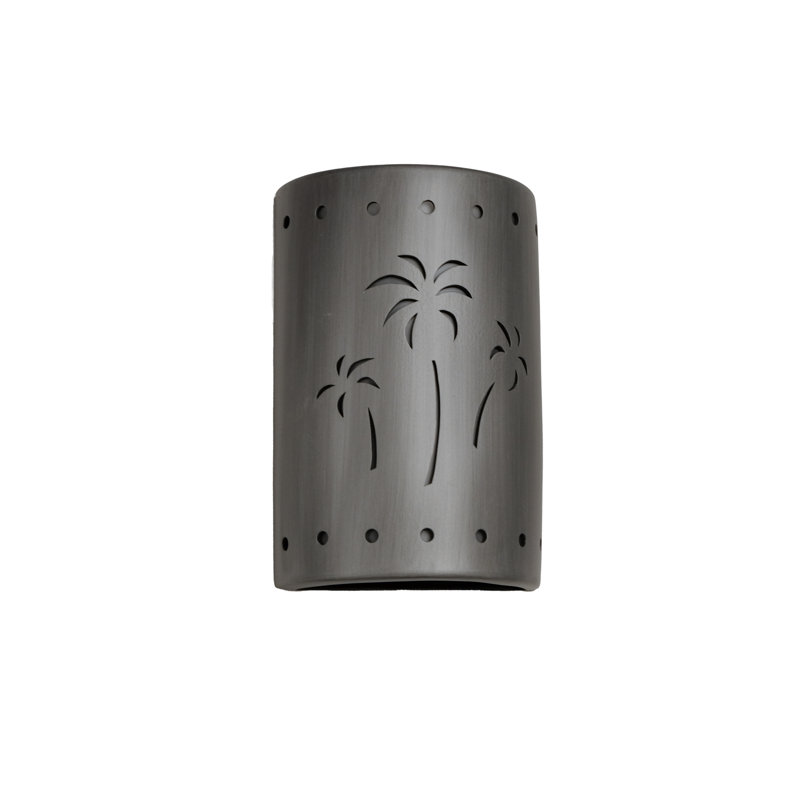 Hockinson Ceramic Outdoor Wall Light, LED Bulb Included, 15" H x 10" W x 5" D, Rubbed Pewter