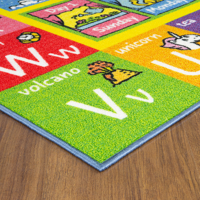 Weranna Kids Rug ABC Alphabet Seasons Months Days Educational Learning Game Carpet Classroom Playroom Mat