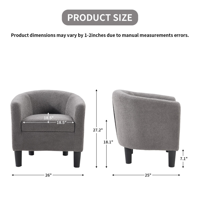 Chaise d'appoint rembourrée 25,2 po Classic Comfort, Gray