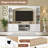 91" Arched Entertainment Center with Bookshelves, Farmhouse TV Stand for TVs up to 70", Media Console with Storage Cabinets and Adjustable Shelves-1798941065