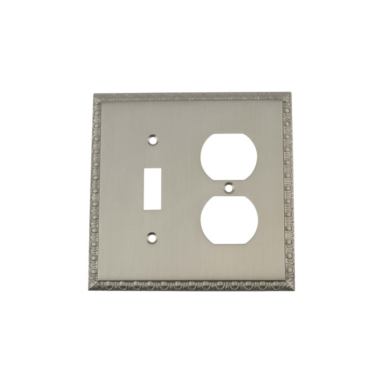 Egg and Dart 2-Gang Duplex Outlet / Toggle Light Switch Combination Wall Plate