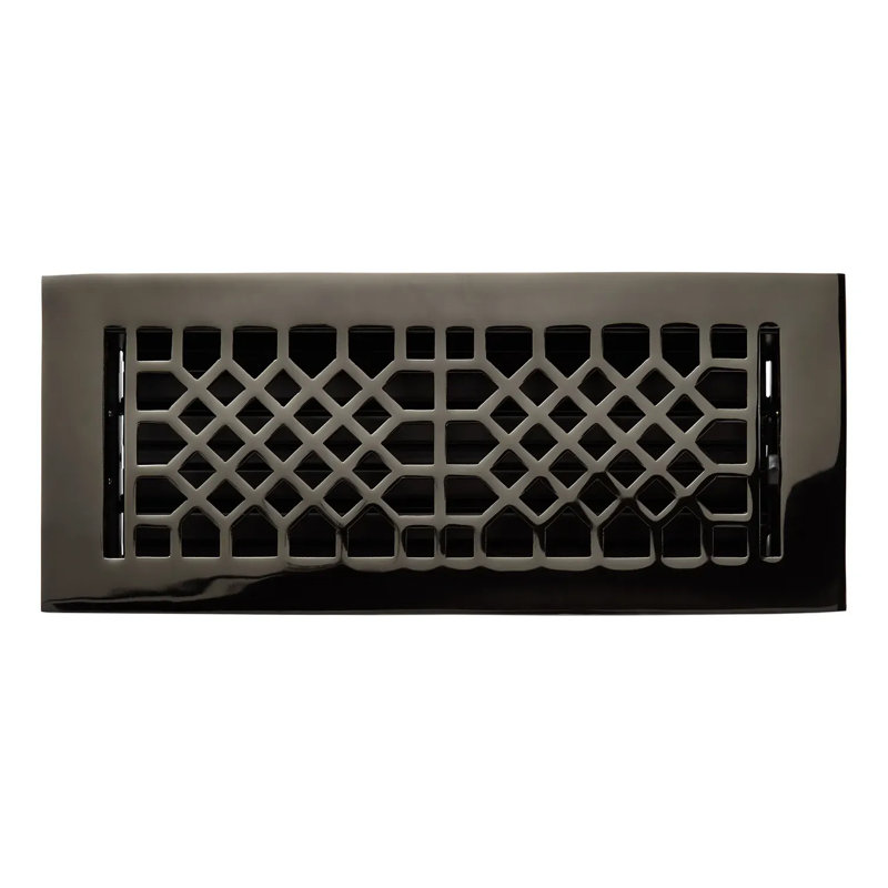 Antique Brass Floor Register, Black Nickel, 2.25" x 10"