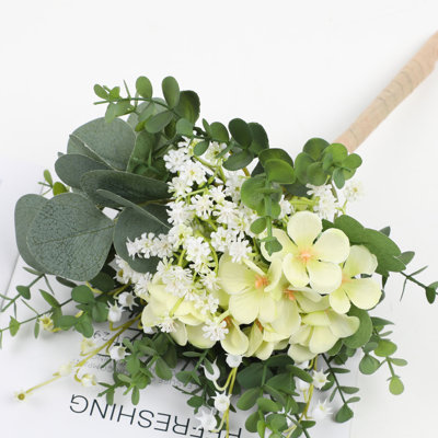 1 Bouquet of Artificial Orchid Eucalyptus Leaves, 16 Inch Simulated Greenery Bouquet for Home, Wedding Party, Indoor and Outdoor Decor, Pink