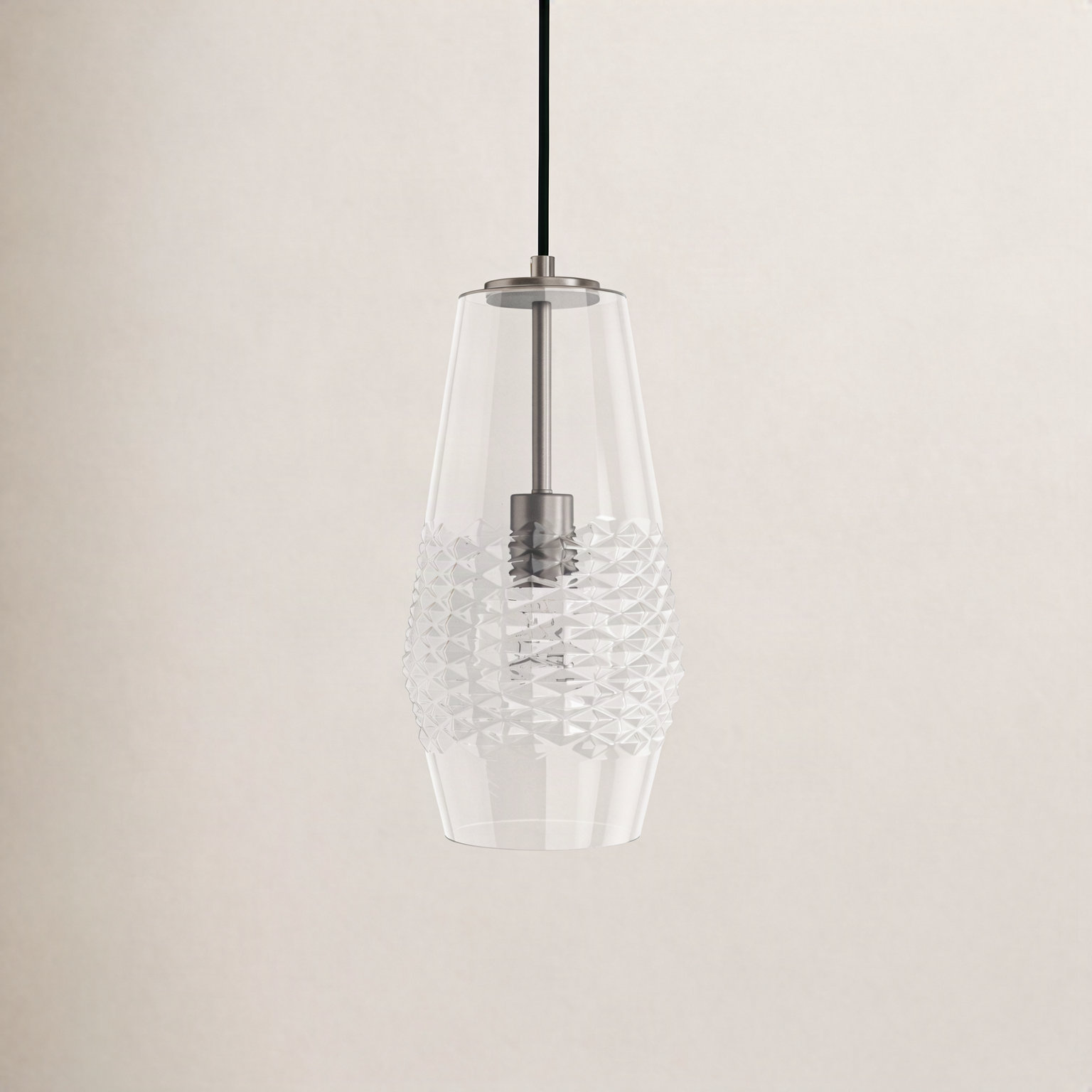 Single Light Glass Dimmable Pendant, Brushed Nickel