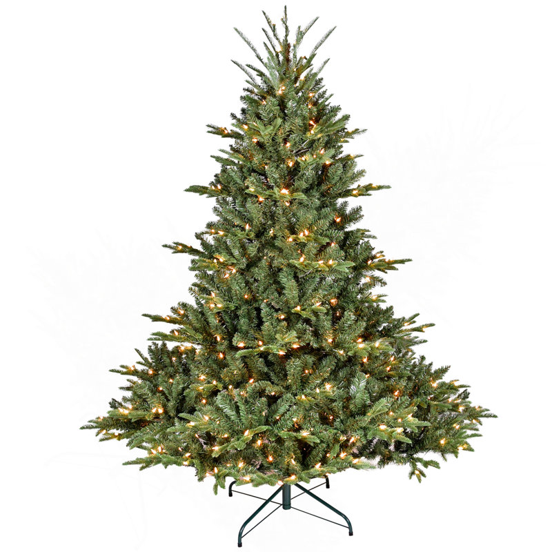 Arbre de Noël 6 pi pleine forme avec 500 lumières UL - branches mixtes PE / PVC, 1763 pointes, base large pour les espaces spacieux, structure à charnières, support en métal stable