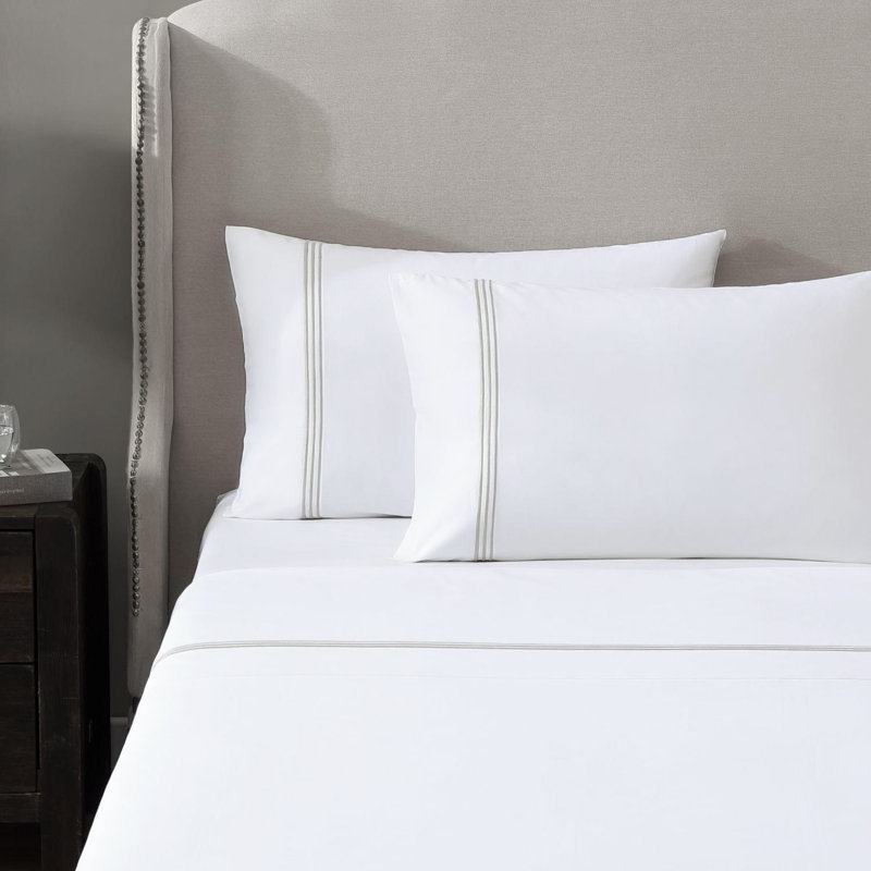 Triple Luxe Sateen Sheet Set , White/Nickel, King Sheet Set