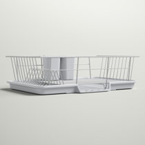 Michael Graves Design Deluxe Dish Rack with Satin Nickel Finish and  Removable Utensil Holder, Grey/Silver, KITCHEN ORGANIZATION