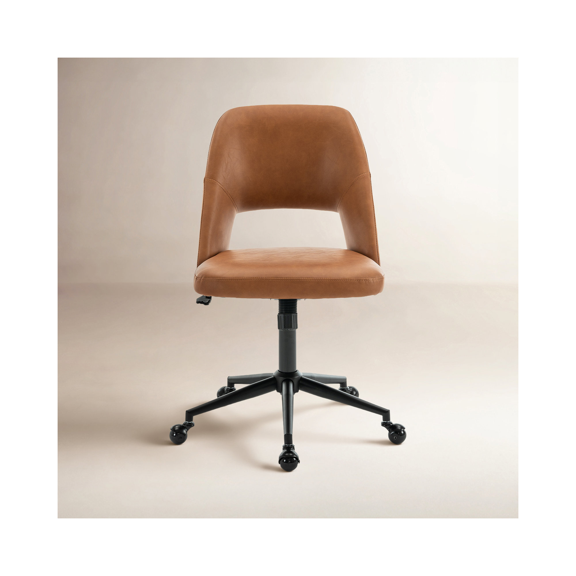 Gramercy Swivel Office Chair, 	Brown Faux Leather