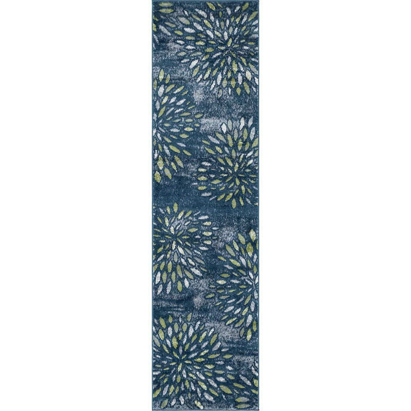 Aamia Abstract Area Rug, Runner 2'7" x 10', Blue