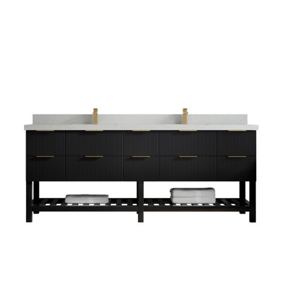 84'' Double Bathroom Vanity with Quartz Top