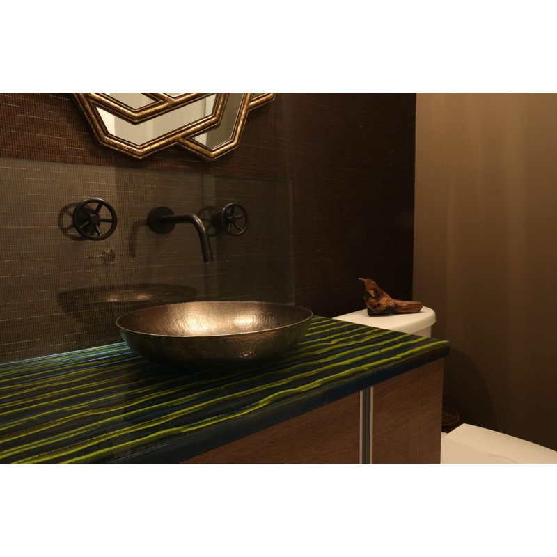Maestro Copper Circular Vessel Bathroom Sink, Polished Copper