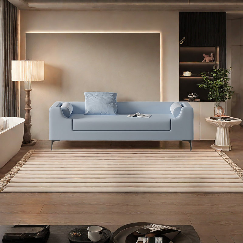 Simple Bedroom End-of-Bed Bench, Light Blue, 21.65" H x 59.05" W x 23.62" D