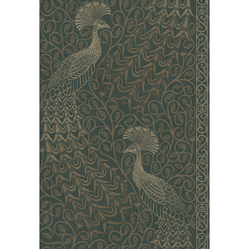 Metallic Wallpaper Roll, Green/Gold