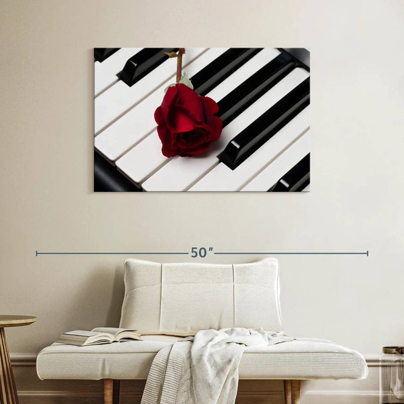 Harnek, touches de piano et rose, H 26 po x l 39 po