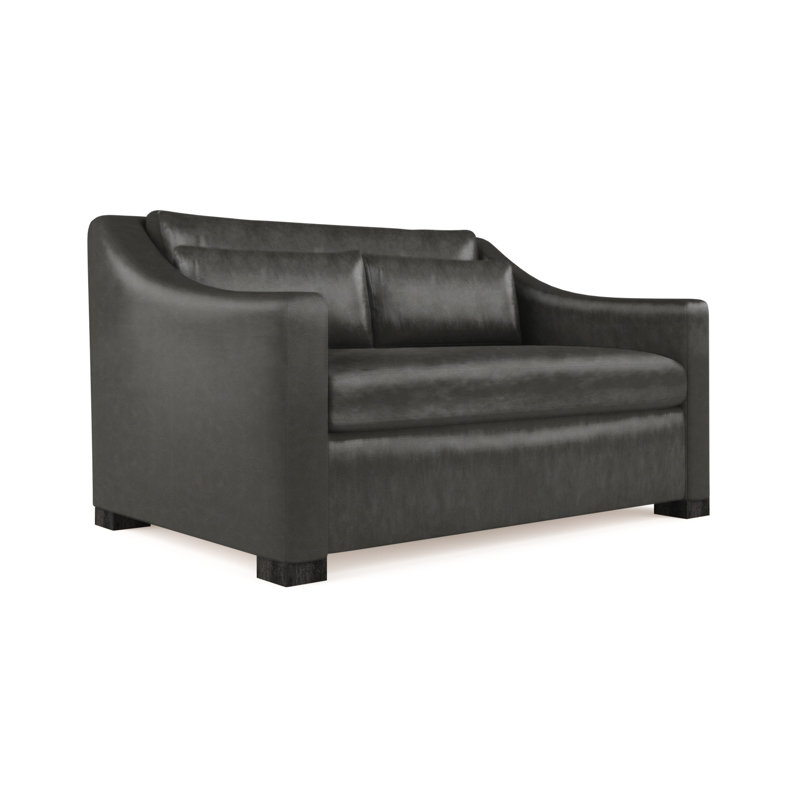 Causeuse Crosby, Cuir rétro graphite, H 32,5 po x l 60 po x P 43 po, Ébène
